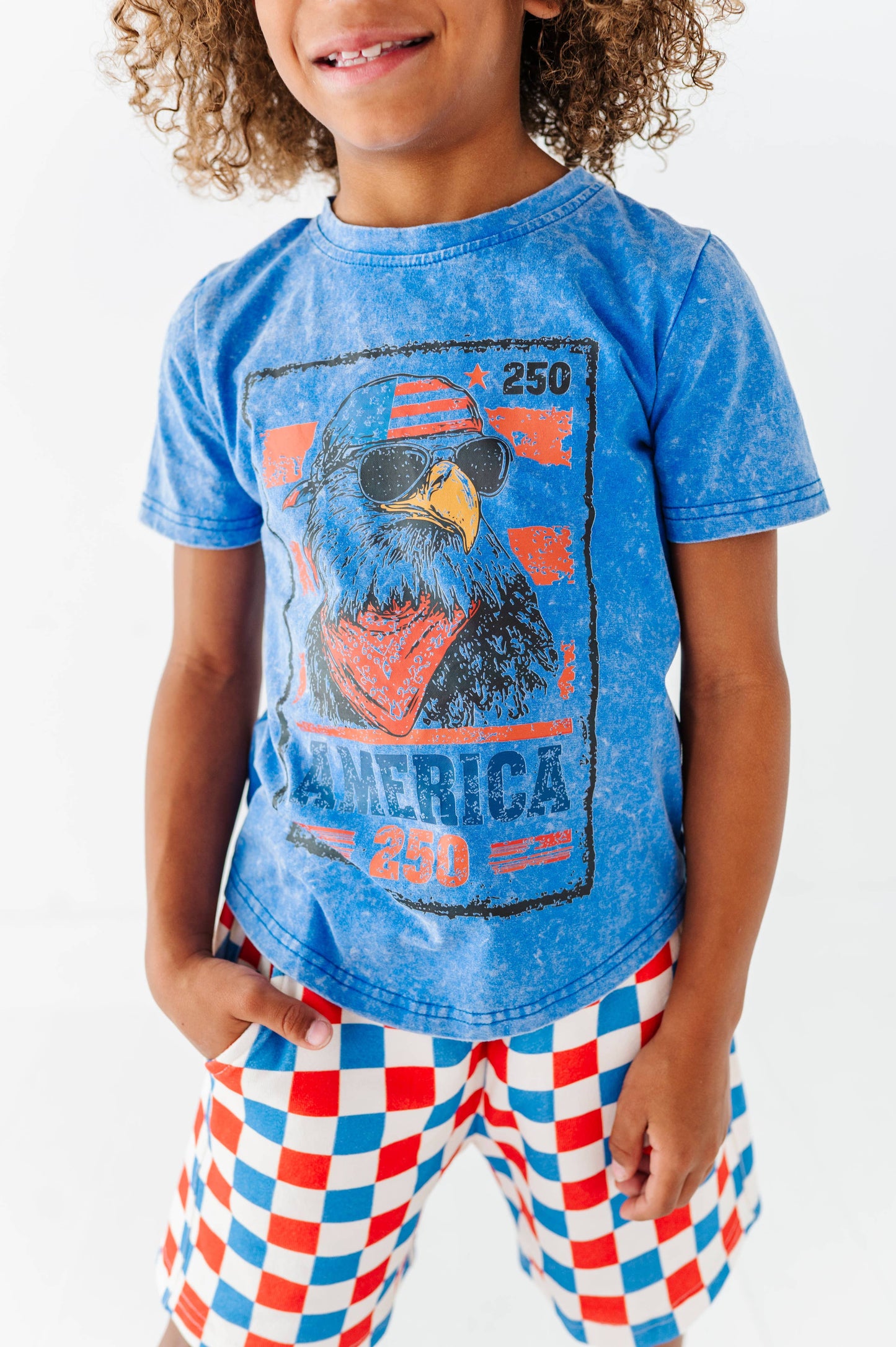 Eagle Stamp | BLUE Boys Curve Hem Tee