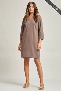 PLUS SIZE Magic Ponte A-Line Dress with Mandarin Collar – Work-Appropriate & Everyday Chic