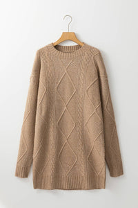 Cable Knit Drop Shoulder Loose Fit Sweater Fall Dress