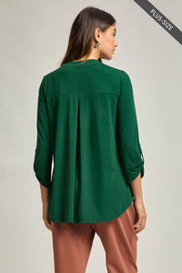 PLUS SIZE Signature Lizzy Top – Wrinkle-Free Travel Blouse with Mandarin Collar