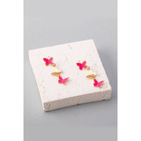 Triple Butterfly Drop Link Earrings