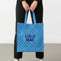 Lulu Mac REUSABLE TOTE-LT BLUE DARK BLUE DOTS