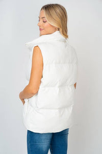 Sleeveless Solid Woven Puffer Vest