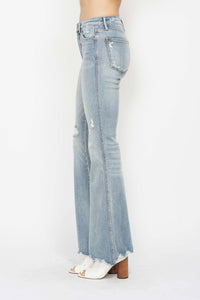 Judy Blue Mid-Rise Tummy Control Destroyed Flare Jeans