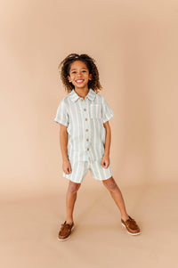 Mint Bay Stripes | BOYS LINEN SET - COMING SOON!