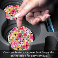 "Floral Frenzy" Absorbent Stone Car Coaster 1pk