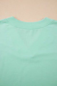 V Neck Tee Texture Patchwork Drawstring Pant Set