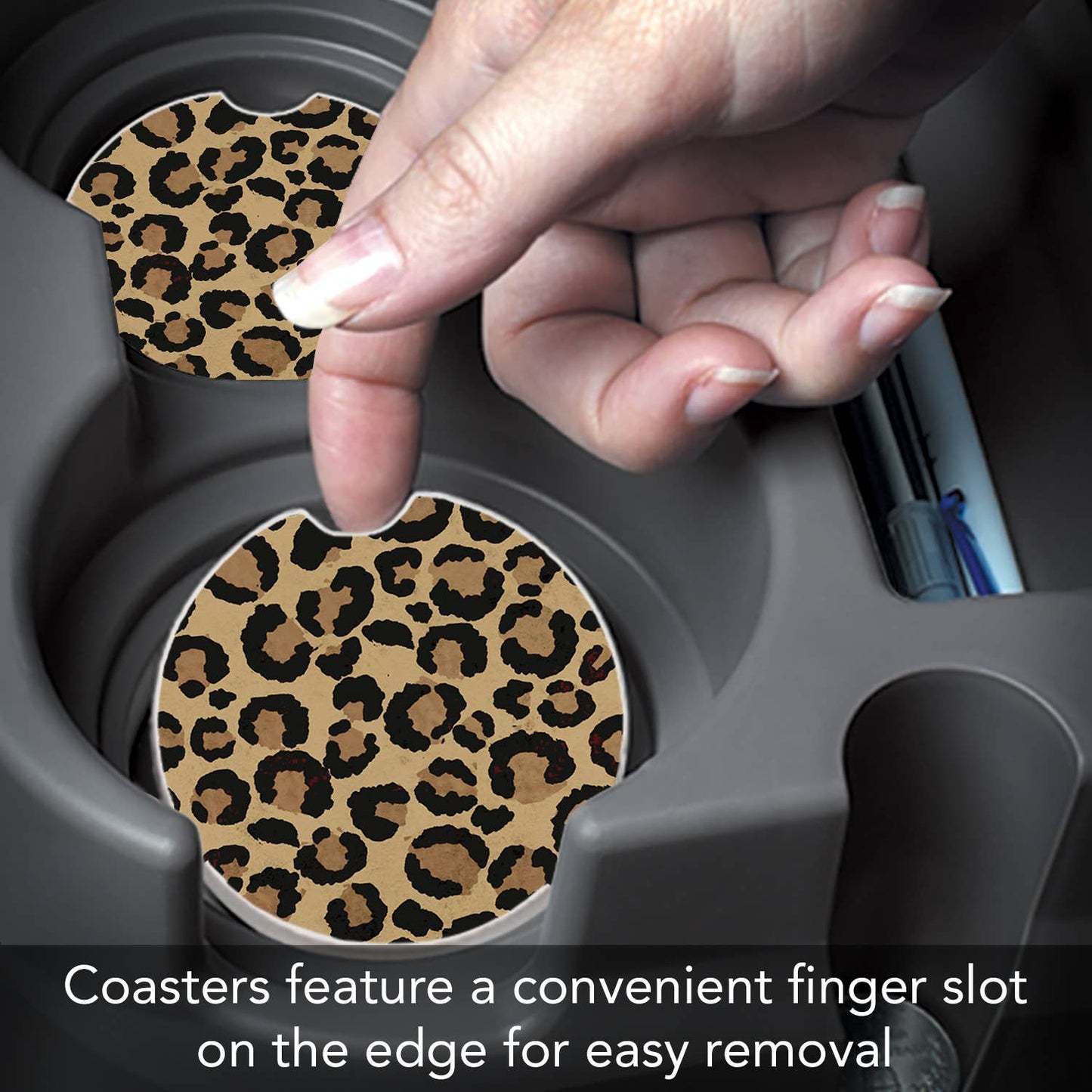 Leopard Print Absorbent Stone Car Coaster 1 Pk