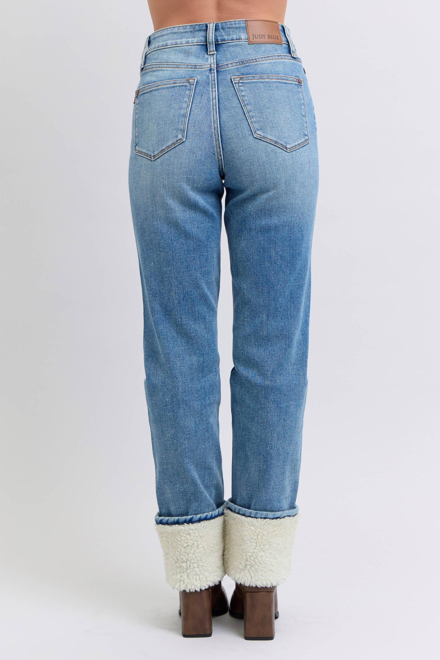 Judy Blue High Waisted Straight Jeans with Shearling Cuff