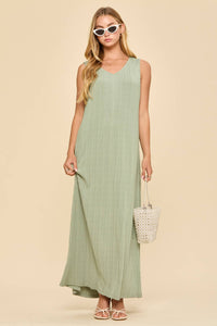 Textured V-Neck Maxi Dress