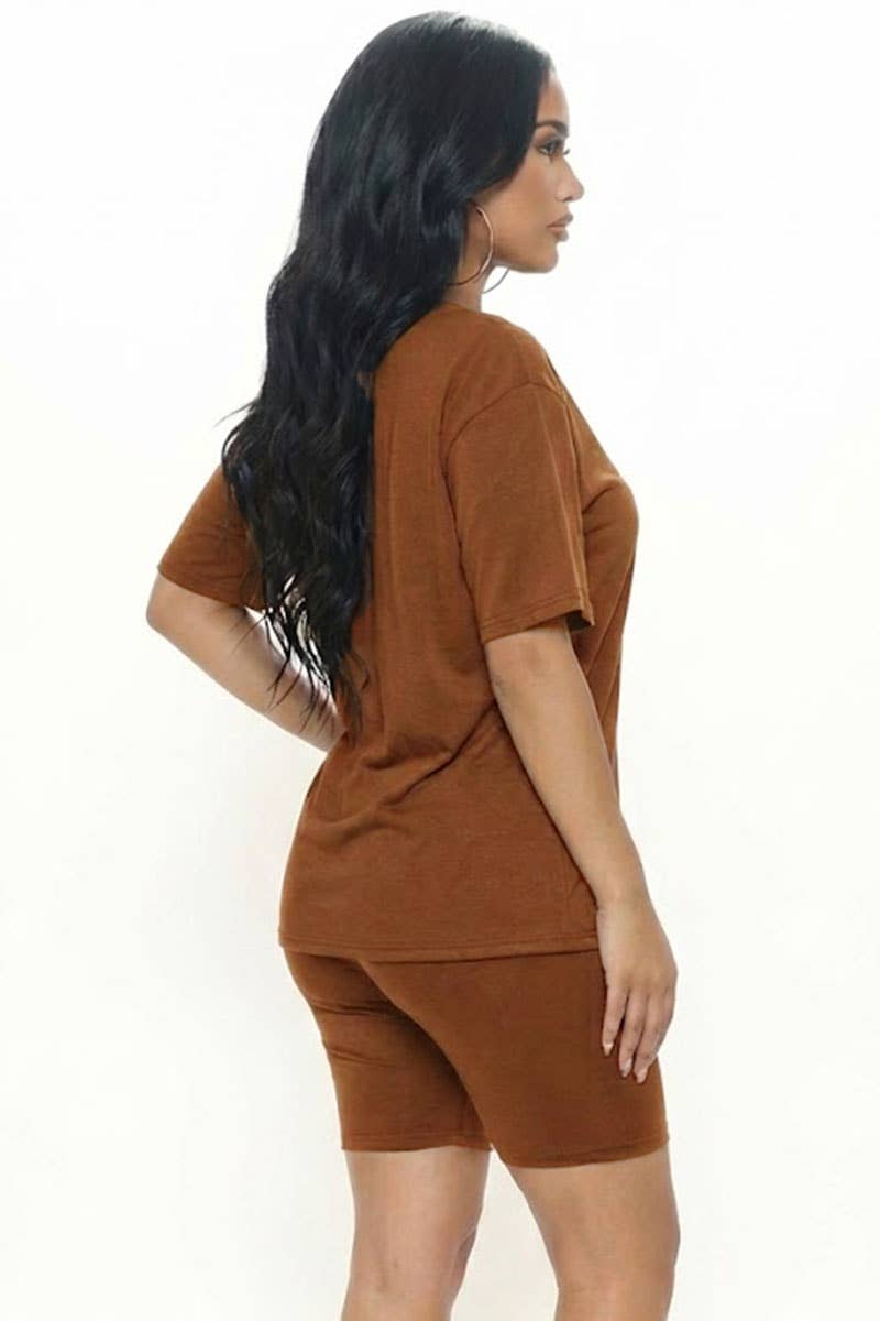 Oversized Top & High Waisted Biker Shorts Set