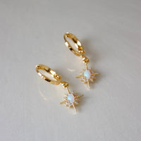 Gold Plated Opal Star Huggie Earrings