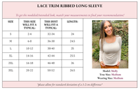 Ribbed Henley Top with Lace Peekaboo Detail