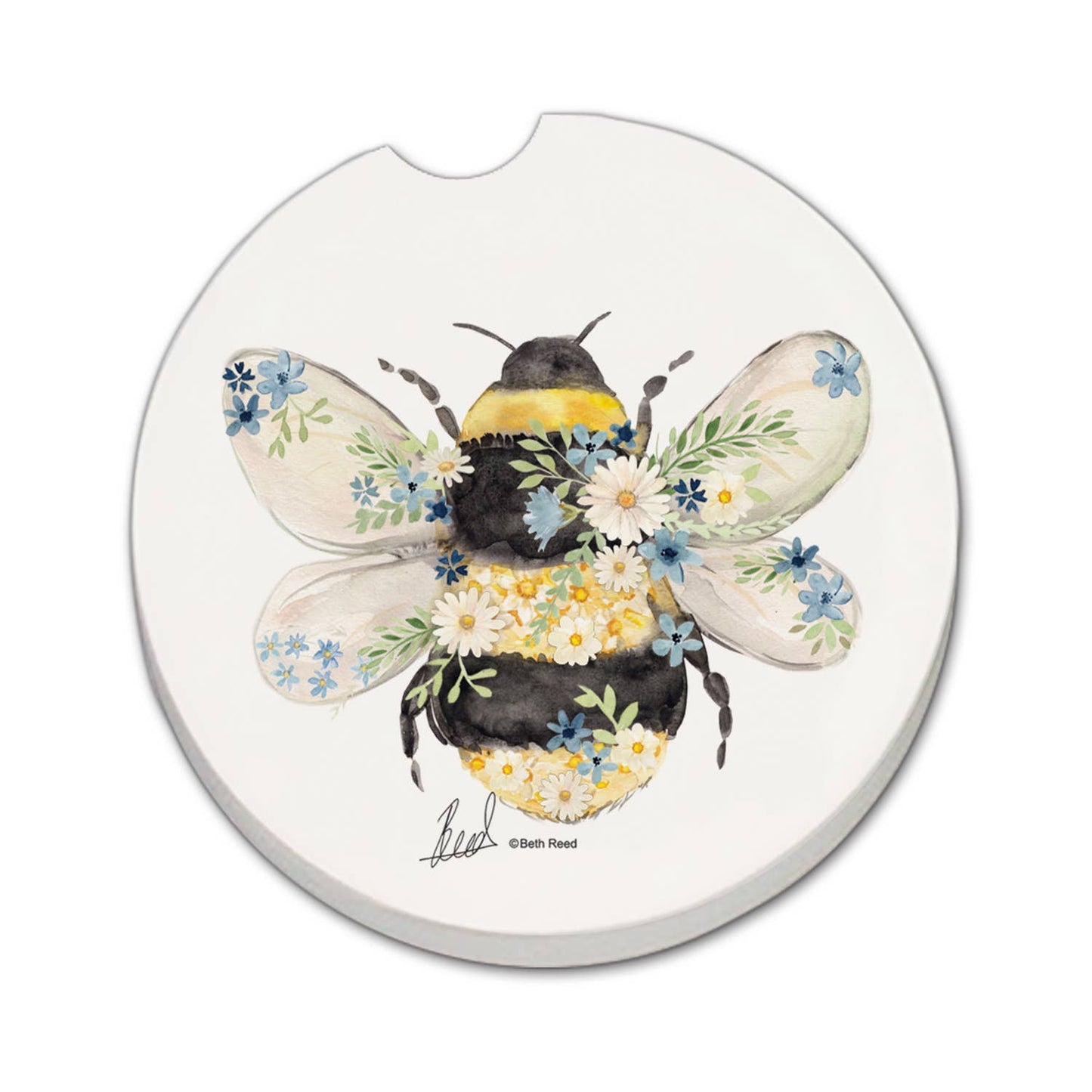 "Beautiful Bee" Absorbent Stone Car Coaster 1pk