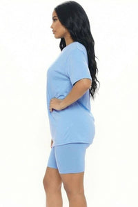 Oversized Top & High Waisted Biker Shorts Set