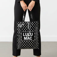 Lulu Mac REUSABLE TOTE-BLACK WHITE DOTS