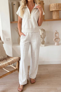 Half Zip Polo Tee and Casual Pant Lounge Set