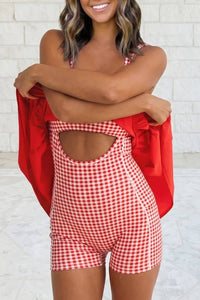 2 Pc Gingham Contrast Patchwork Loose Mini Dress