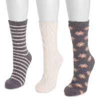 MUK LUKS® Women’s Cozy Crew Socks – 3-Pack Soft & Stylish