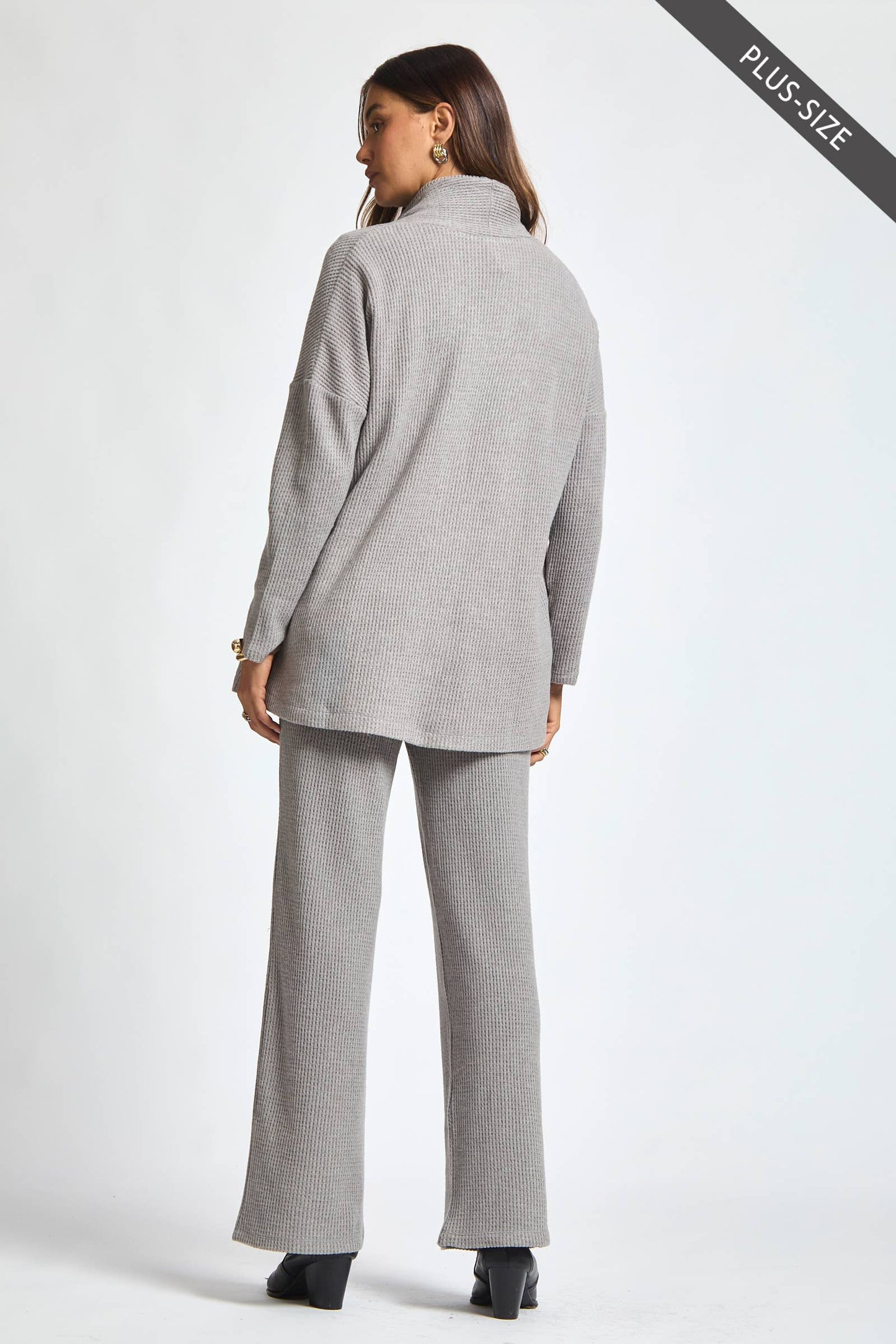 PLUS SIZE 3 Piece Set Cowl Neck Tank Top + Cardigan + Pants