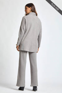 PLUS SIZE 3 Piece Set Cowl Neck Tank Top + Cardigan + Pants