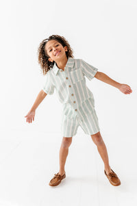 Mint Bay Stripes | BOYS LINEN SET - COMING SOON!