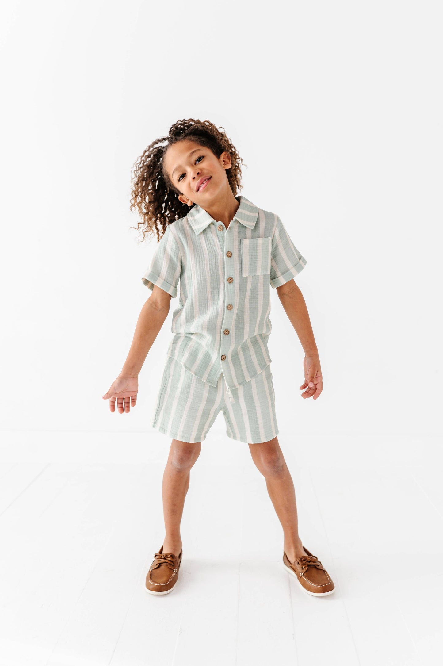 Mint Bay Stripes | BOYS LINEN SET - COMING SOON!