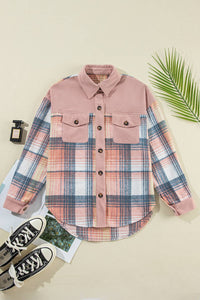 Plaid Corduroy Patchwork Chest Pocket Shacket – Oversized Fall Layer