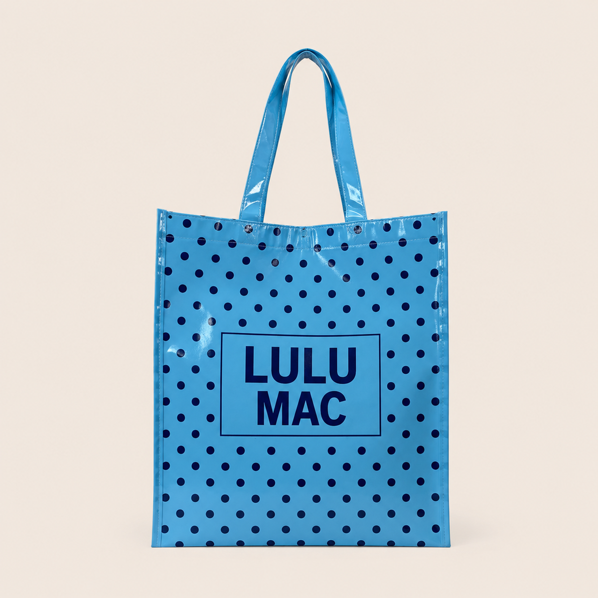 Lulu Mac REUSABLE TOTE-LT BLUE DARK BLUE DOTS