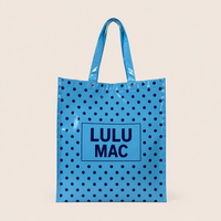 Lulu Mac REUSABLE TOTE-LT BLUE DARK BLUE DOTS