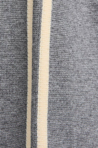 V-NECK STRIPED CONTRAST WAISTED RIB SWEATER
