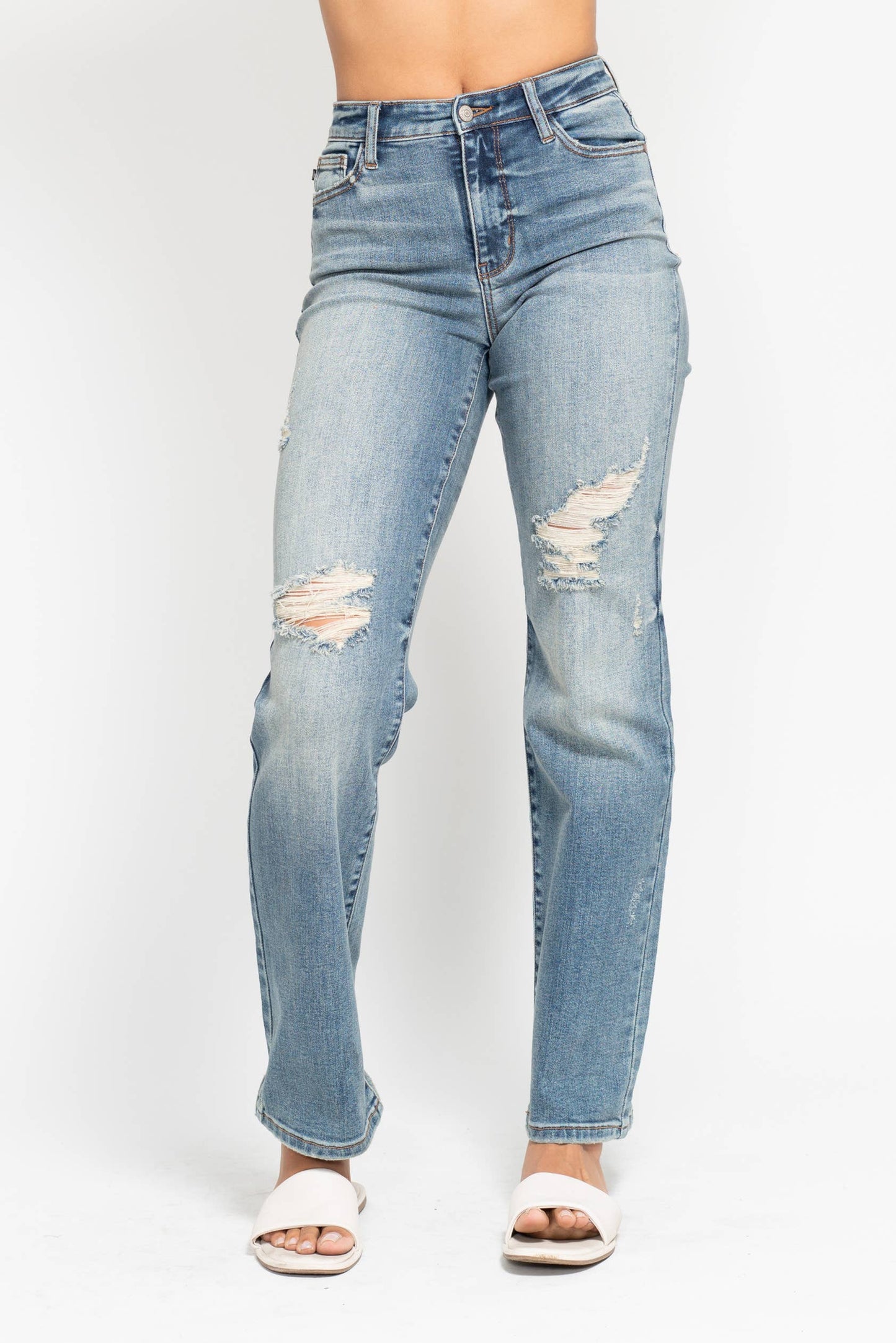 High Waisted Dad Straight Jean - Judy Blue