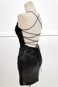 Radiant Floral Sequin Bodycon Mini Dress with Lace-Up Back