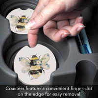 "Beautiful Bee" Absorbent Stone Car Coaster 1pk