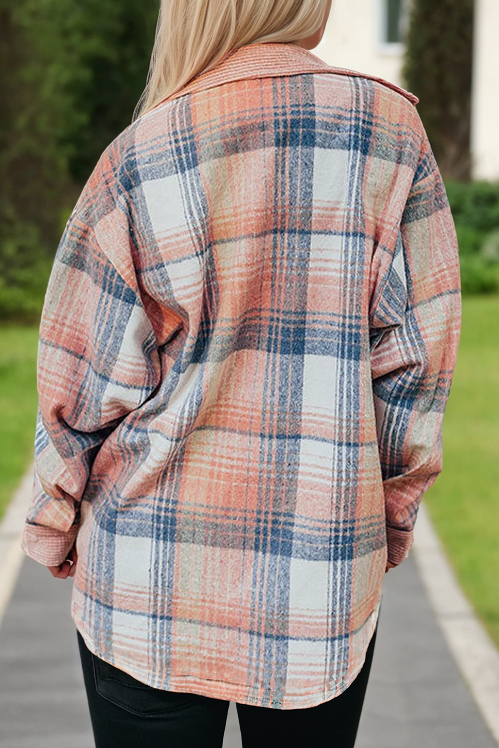 Plaid Corduroy Patchwork Chest Pocket Shacket – Oversized Fall Layer