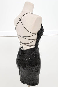 Radiant Floral Sequin Bodycon Mini Dress with Lace-Up Back