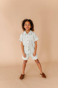 Mint Bay Stripes | BOYS LINEN SET - COMING SOON!