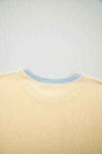 Casual Ribbed Colorblock Trim 2pcs Shorts Set