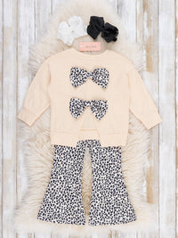 "Cozy Season" Leopard Bell Bottom Outfit