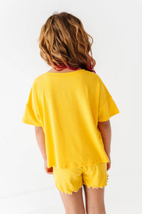 Lemon Drop | Boxy Crop + Shorts RIB Set