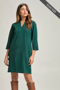 PLUS SIZE Magic Ponte A-Line Dress with Mandarin Collar – Work-Appropriate & Everyday Chic