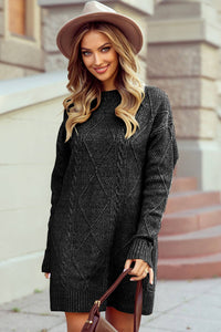 Cable Knit Drop Shoulder Loose Fit Sweater Fall Dress