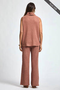 PLUS SIZE 3 Piece Set Cowl Neck Tank Top + Cardigan + Pants