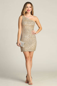 One-Shoulder Sequin Bodycon Mini Dress