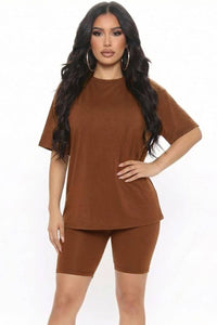 Oversized Top & High Waisted Biker Shorts Set