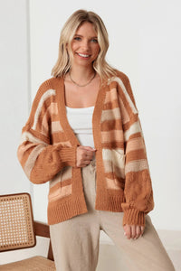 Striped Crochet Knit Cardigan