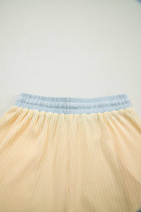 Casual Ribbed Colorblock Trim 2pcs Shorts Set