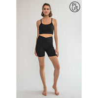 Nylon Rib Biker Pants with Coin Pockets – Plus Size