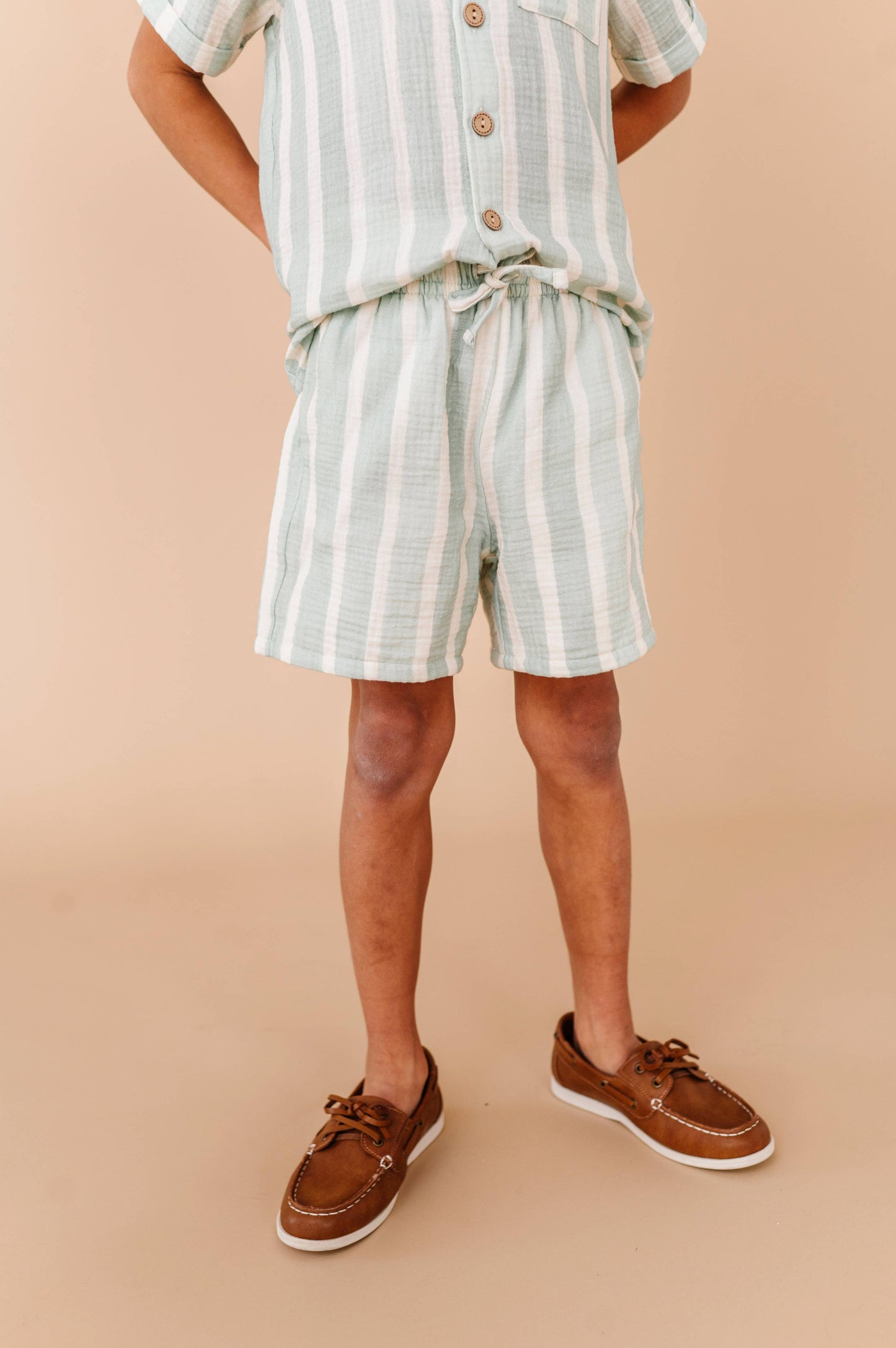 Mint Bay Stripes | BOYS LINEN SET - COMING SOON!