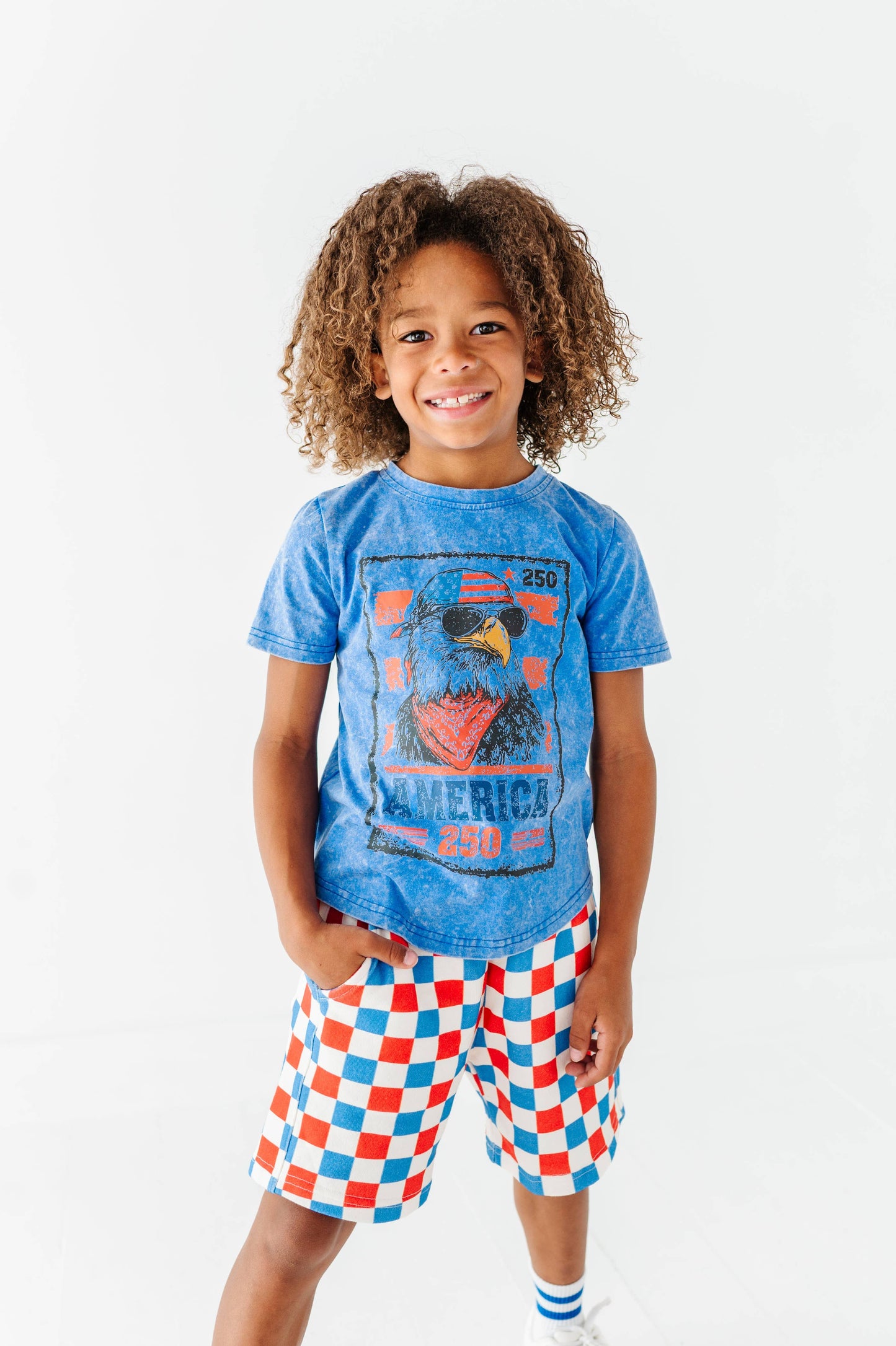 Eagle Stamp | BLUE Boys Curve Hem Tee